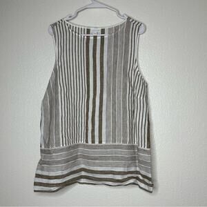 J. Jill Love Linen Striped Tank Top Sleeveless Blouse Large